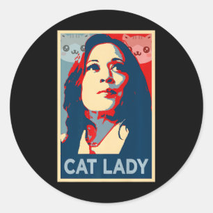 Funny Childless Cat Lady Kamala Harris Girls Empow Runder Aufkleber