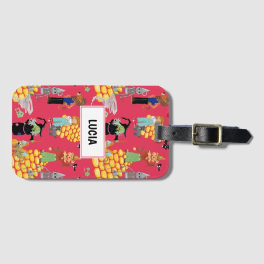 Funny Children's Characters on red Gepäckanhänger (Vorderseite (Horizontal))