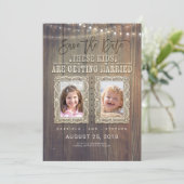 Funny Chilhood Fotos | Rustikales Holz Save the Da Date (Stehend Vorderseite)