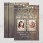 Funny Chilhood Fotos | Rustikales Holz Save the Da Date (Vorne/Hinten)
