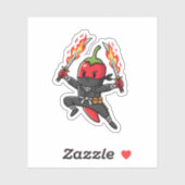 Funny Chili Pepper Fire Ninja Samurai Illustration Aufkleber (Blatt)