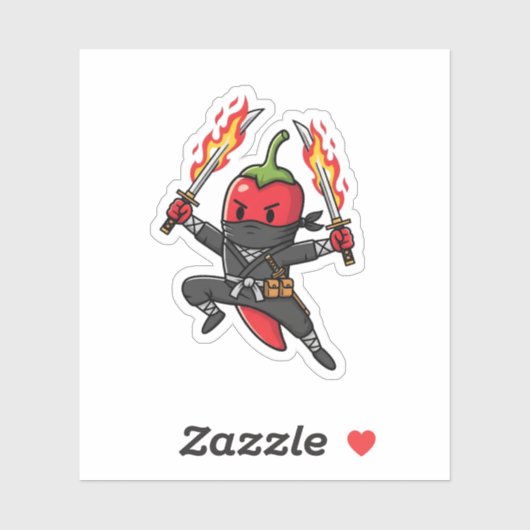 Funny Chili Pepper Fire Ninja Samurai Illustration Aufkleber (Blatt)