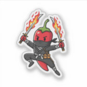 Funny Chili Pepper Fire Ninja Samurai Illustration Aufkleber (Vorderseite)