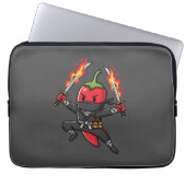 Funny Chili Pepper Fire Ninja Samurai Illustration Laptopschutzhülle (Vorderseite)