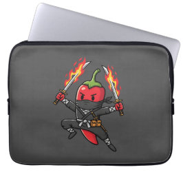 Funny Chili Pepper Fire Ninja Samurai Illustration Laptopschutzhülle