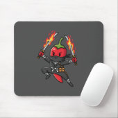 Funny Chili Pepper Fire Ninja Samurai Illustration Mousepad (Mit Mouse)