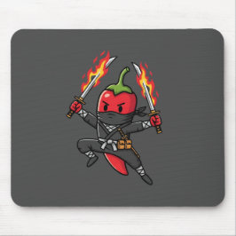 Funny Chili Pepper Fire Ninja Samurai Illustration Mousepad
