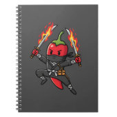 Funny Chili Pepper Fire Ninja Samurai Illustration Notizblock (Vorderseite)