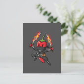 Funny Chili Pepper Fire Ninja Samurai Illustration Postkarte (Stehend Vorderseite)