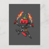 Funny Chili Pepper Fire Ninja Samurai Illustration Postkarte (Vorderseite)