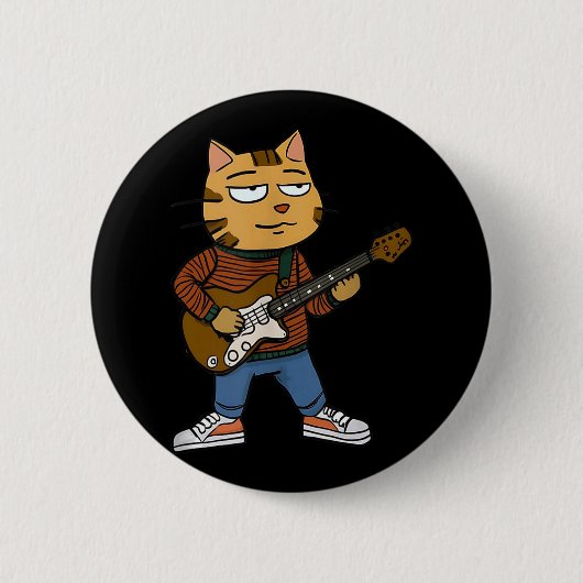 Funny Chill Cat Playing A Guitar Typ Vater Rock &a Button (Vorderseite)