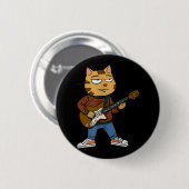 Funny Chill Cat Playing A Guitar Typ Vater Rock &a Button (Vorne & Hinten)