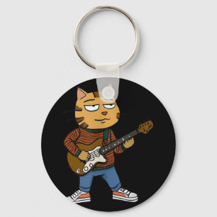 Funny Chill Cat Playing A Guitar Typ Vater Rock &a Schlüsselanhänger