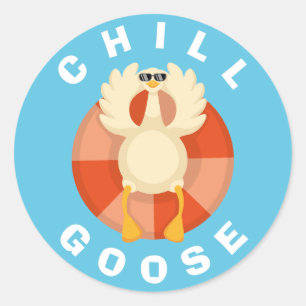 Funny Chill Goose Sommerferien Strand Alberne Reis Runder Aufkleber