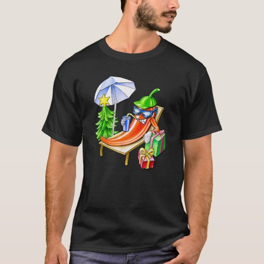 Funny Chilli Christmas Cartoon Beach Party Cool Ho T-Shirt