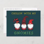 Funny Chillin' mit meinen Gnomen Weihnachts-Postka Postkarte (Vorne/Hinten)
