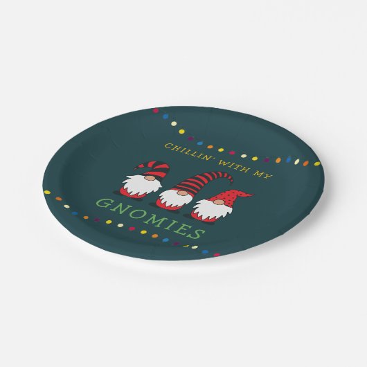 Funny Chillin' mit meinen Gnomen Weihnachtslöffel  Pappteller (Schrägansicht)