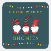Funny Chillin' mit meinen Gnomen Weihnachtslöffel  Quadratischer Aufkleber (Vorderseite)