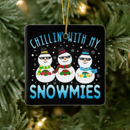 Funny Chillin' mit meinen Schneemassen Weihnachten Keramikornament