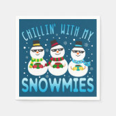 Funny Chillin' mit meinen Schneemassen Weihnachten Serviette (Vorderseite)