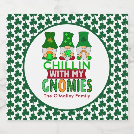 Funny Chillin mit My Gnomies St Patricks Day Bierflaschenetikett (Einzelnes Label)