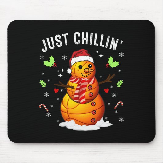 Funny Chillin' Snowman Sketll Ll Weihnachtsmannmüt Mousepad (Vorne)