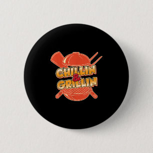 Funny Chillin und Grillin Grillen Fleisch Brisket  Button