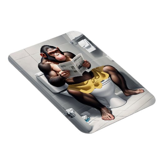 Funny Chimp auf einer Toilette Flexibler Kühlschra Magnet (Rechte Seite)