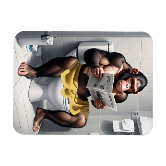 Funny Chimp auf einer Toilette Flexibler Kühlschra Magnet (Horizontal)