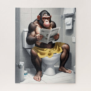 Funny Chimp auf einer Toilette Puzzle