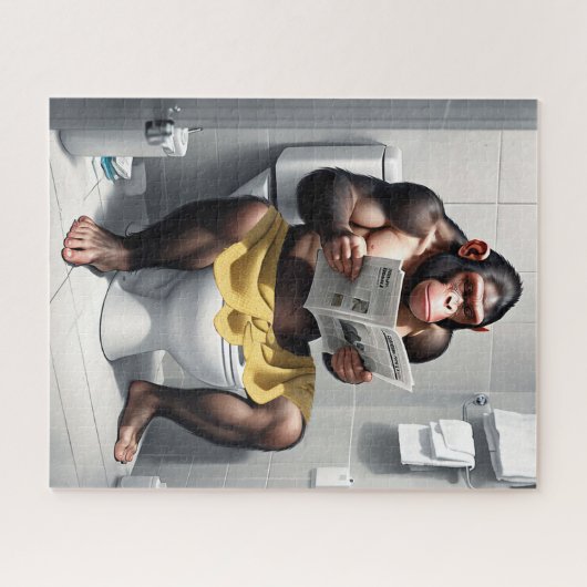 Funny Chimp auf einer Toilette Puzzle (Horizontal)
