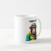 Funny-Chimp Chat-Schimpanse mit Telefon- Kaffeetasse (VorderseiteRechts)