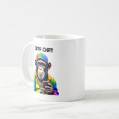 Funny-Chimp Chat-Schimpanse mit Telefon- Kaffeetasse (Vorderseite Links)