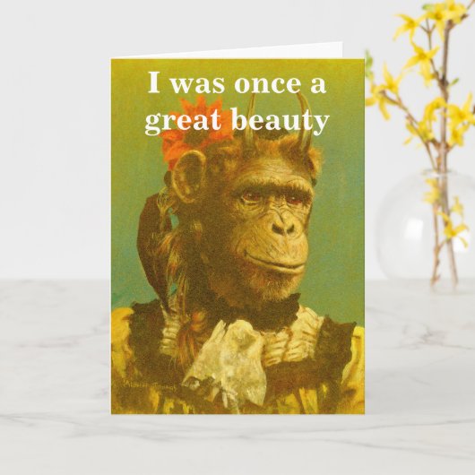 Funny Chimp Greetings Card Karte (Gelbe Blume)