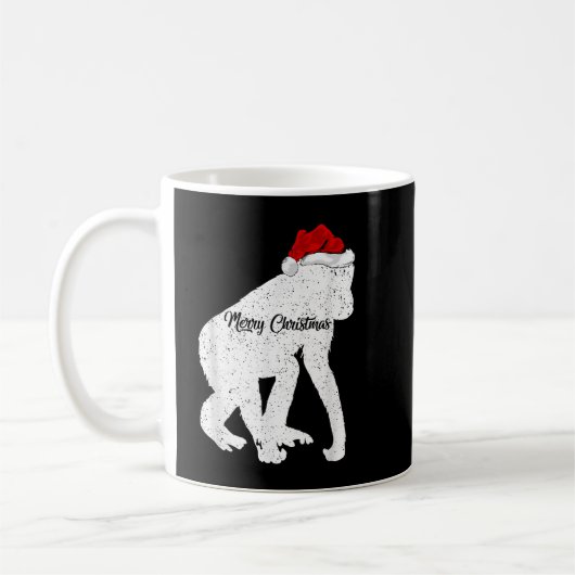 Funny Chimpanzee Animal Lover Weihnachtsmannmütze Kaffeetasse (Links)