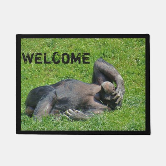 Funny Chimpanzee Foto Willkommen Fußmatte (Vorderseite)