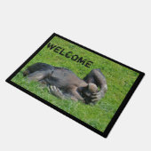 Funny Chimpanzee Foto Willkommen Fußmatte (Schrägansicht)