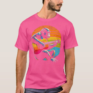 Funny Chimpanzee Playing Acoustic Gitarre T-Shirt