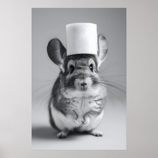 Funny Chinchilla Bathroom Print, Toilet Paper Hat Poster (Vorne)