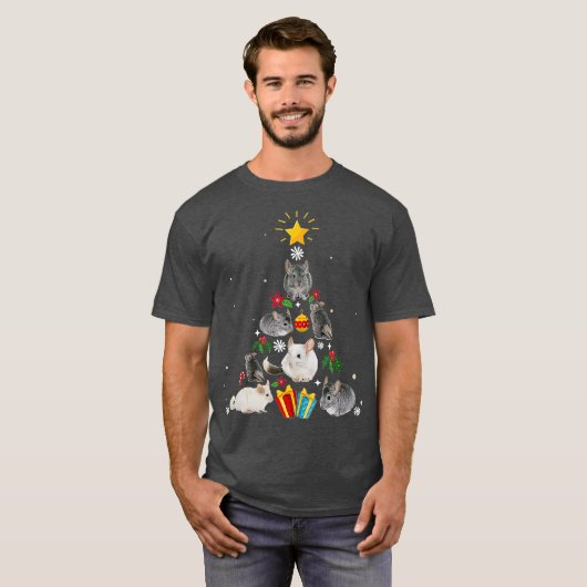 Funny Chinchilla Christmas Tree T-Shirt (Vorne ganz)