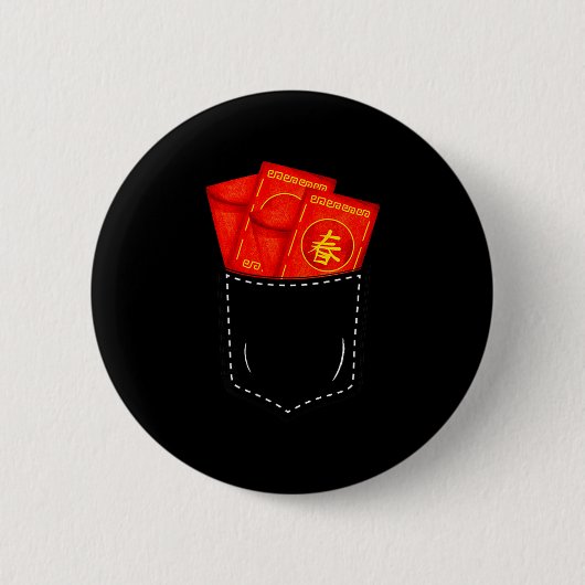 Funny Chinese New Year Fake Cket Red Envelopes Luc Button (Vorderseite)