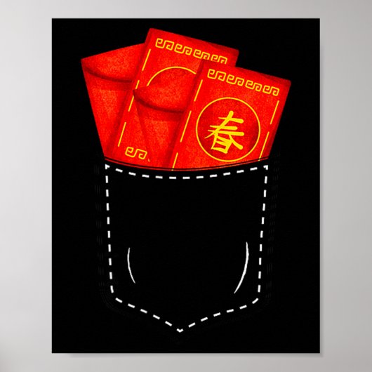 Funny Chinese New Year Fake Cket Red Envelopes Luc Poster (Vorne)