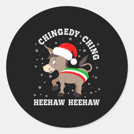 Funny Chingedy Ching Hee Haw Santa Merry Christmas Runder Aufkleber (Vorderseite)