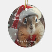 Funny Chipmunk Nut Merry Christmas Photo Keramik Ornament (Links)