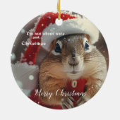 Funny Chipmunk Nut Merry Christmas Photo Keramik Ornament (Hinten)