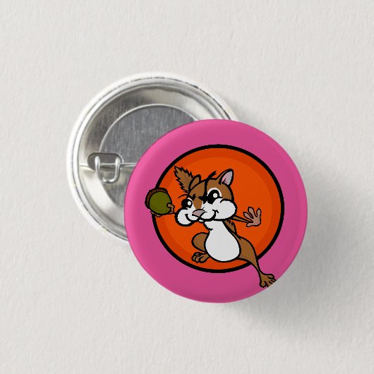 FUNNY CHIPMUNK ROUND BUTTON (Vorne & Hinten)