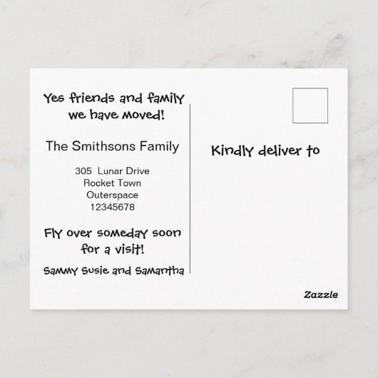 Funny Chips haben wir Adressenänderung verschoben Postkarte (Rückseite)