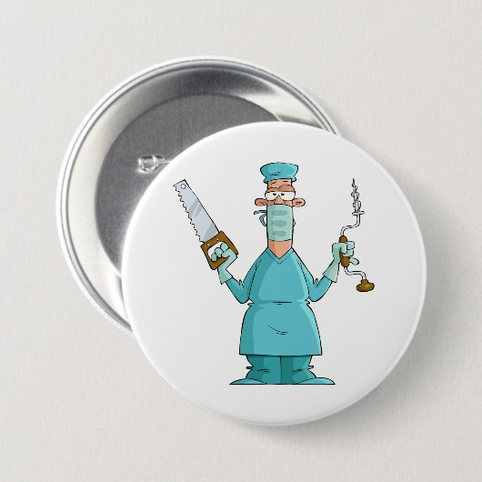 Funny Chirurg Cartoon Unglaublich witzig Medizin S Button (Vorne & Hinten)
