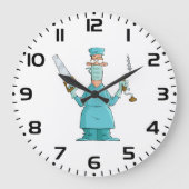 Funny Chirurg Cartoon Unglaublich witzig Medizin S Große Wanduhr (Vorderseite)