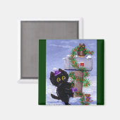 Funny Chistmas Cat Mouse Owl Creationarts Magnet (Vorderseite/Rückseite)